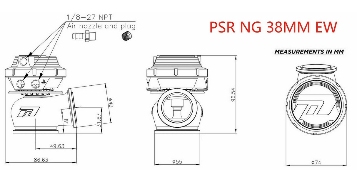 PULSAR 38mm NEW GEN Dual V Band External Wastegate