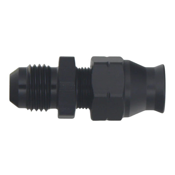 Deatschwerks 6AN Male Flare to 5/16 Inch Hardline Compression Adapter (Incl 1 Olive Insert), Anodized Matte Black
