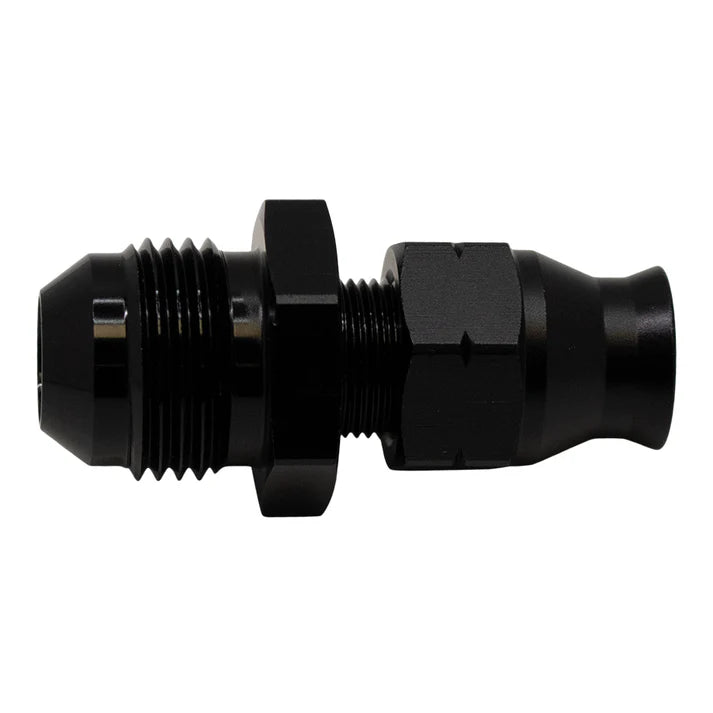 Deatschwerks 8AN Male Flare to 5/16 Inch Hardline Compression Adapter (Incl 1 Olive Insert), Anodized Matte Black
