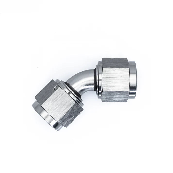 Deatschwerks 8AN Flare Female Swivel 45-Degree to 8AN Flare Female Swivel 45-Degree, Anodized DW Titanium