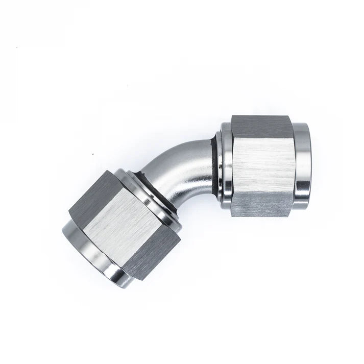 Deatschwerks 10AN Flare Female Swivel 45-Degree to 10AN Flare Female Swivel 45-Degree, Anodized DW Titanium