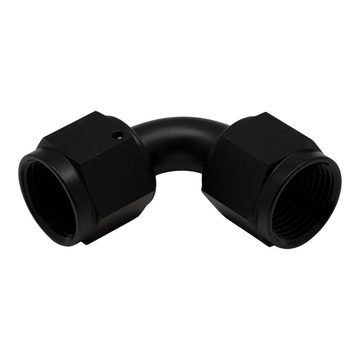 Deatschwerks 8AN Flare Female Swivel 90-Degree to 8AN Flare Female Swivel 90-Degree, Anodized Matte Black