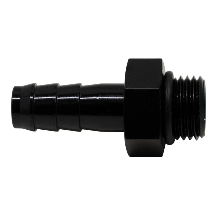 Deatschwerks 6AN ORB Male to 3/8 Inch Male Triple Barb Fitting (Incl O-Ring), Anodized Matte Black