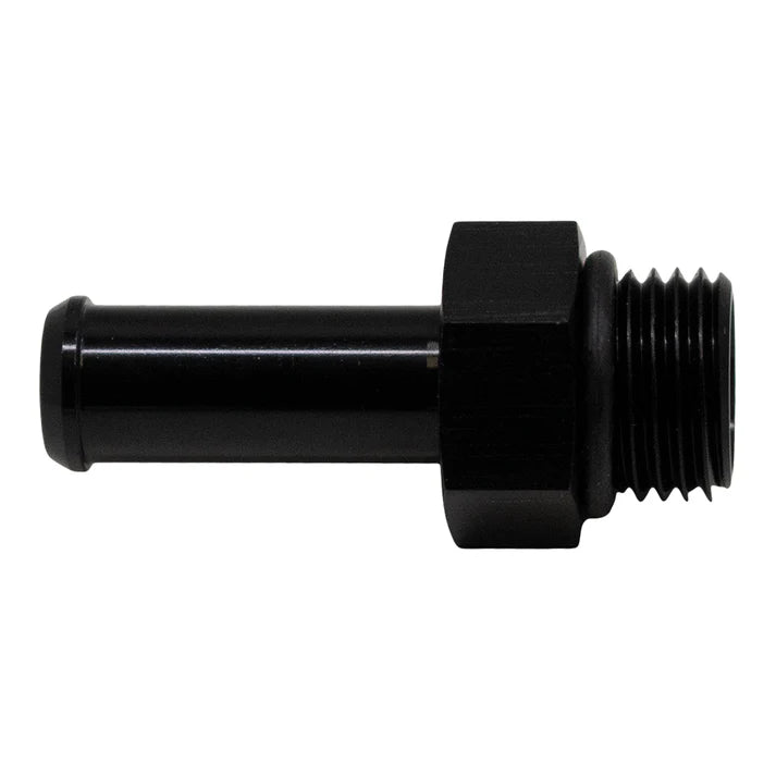Deatschwerks 6AN ORB Male to 3/8 Inch Male Barb Fitting (Incl O-Ring), Anodized Matte Black
