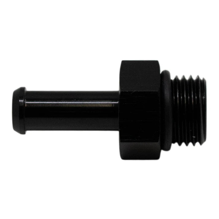 Deatschwerks 6AN ORB Male to 5/16 Inch Male Barb Fitting (Incl O-Ring), Anodized Matte Black