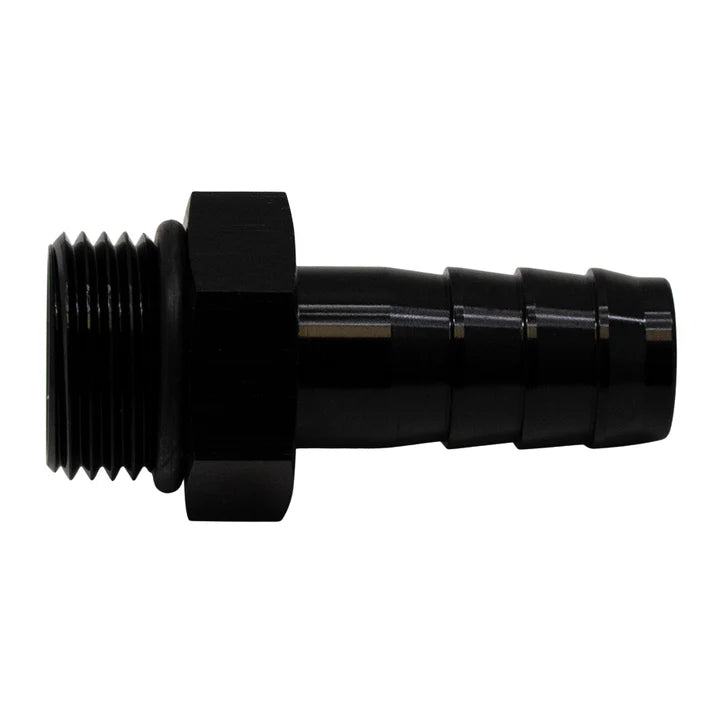 Deatschwerks 8AN ORB Male to 1/2 Inch Male Triple Barb Fitting (Incl O-Ring), Anodized Matte Black