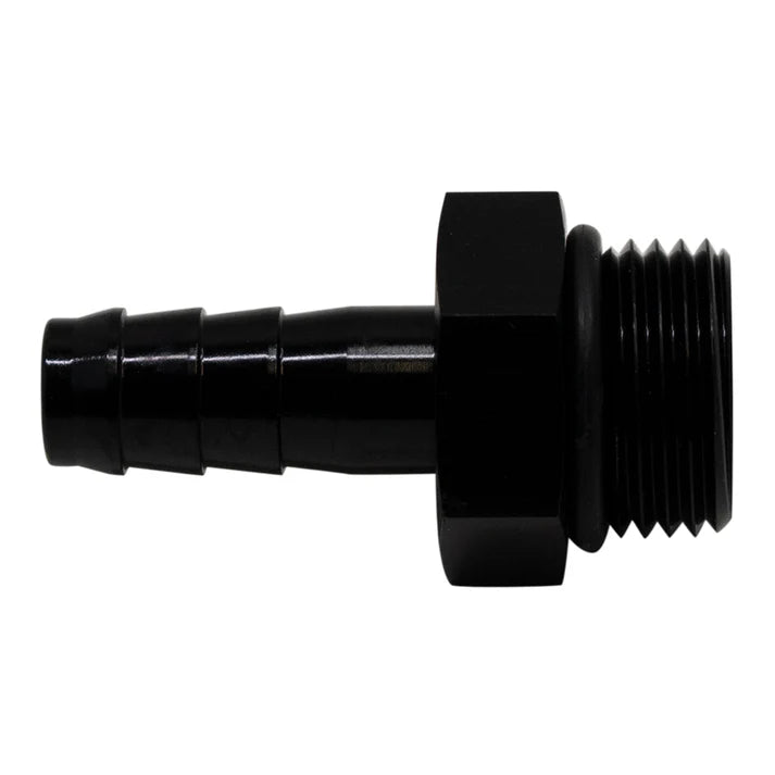 Deatschwerks 8AN ORB Male to 3/8 Inch Male Triple Barb Fitting (Incl O-Ring), Anodized Matte Black