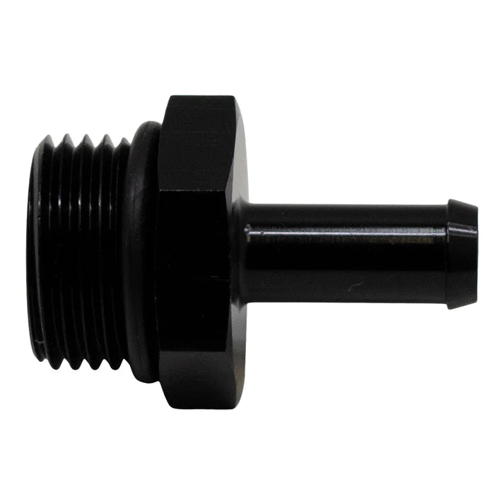 Deatschwerks 8AN ORB Male to 5/16 Inch Male Barb Fitting (Incl O-Ring), Anodized Matte Black