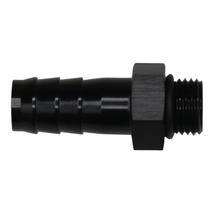 Deatschwerks 6AN ORB Male to 1/2 Inch Male Triple Barb Fitting (Incl O-Ring), Anodized Matte Black