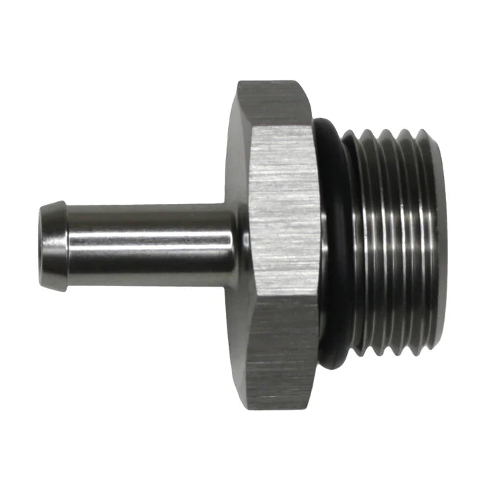 Deatschwerks 10AN ORB Male to 5/16 Inch Male Barb Fitting, Anodized DW Titanium