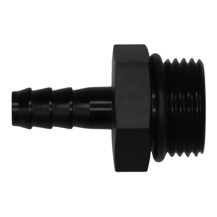 Deatschwerks 10AN ORB Male to 5/16 Inch Male Triple Barb Fitting (Incl O-Ring), Anodized Matte Black