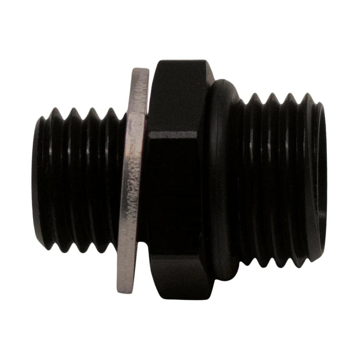 Deatschwerks 6AN ORB Male to M12 X 1.5 Metric Male (Incl O-Ring and Crush Washer), Anodized Matte Black