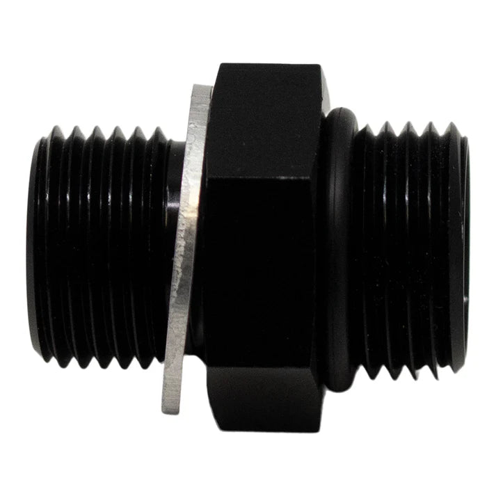 Deatschwerks 6AN ORB Male to M14 X 1.5 Metric Male (Incl O-Ring and Crush Washer), Anodized Matte Black