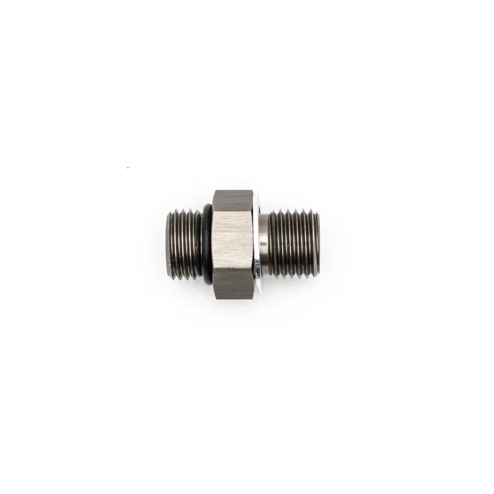 Deatschwerks 6AN ORB Male to M14 X 1.5 Metric Male (Incl O-Ring and Crush Washer), Anodized DW Titanium