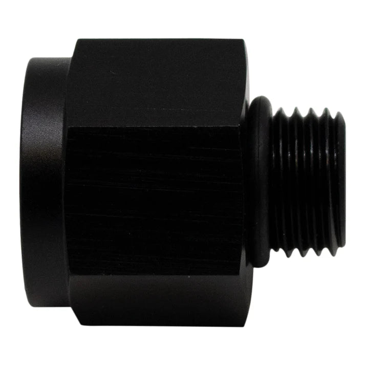Deatschwerks 6AN ORB Male to M18 X 1.5 Metric Female (Incl O-Ring), Anodized Matte Black