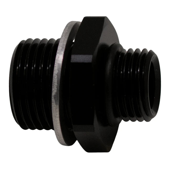 Deatschwerks 6AN ORB Male to M18 X 1.5 Metric Male (Incl O-Ring and Crush Washer), Anodized Matte Black