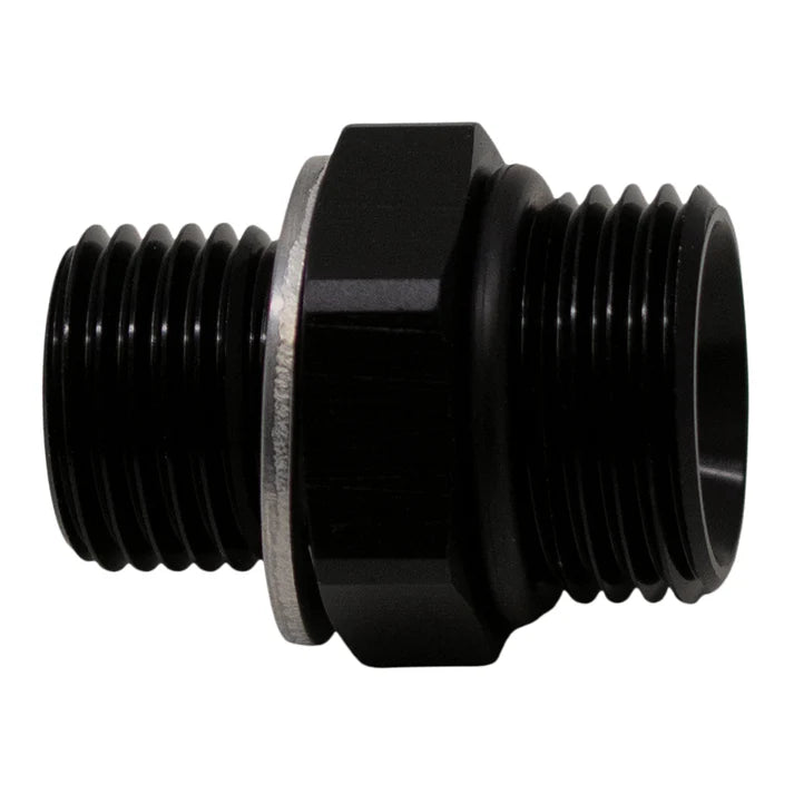 Deatschwerks 8AN ORB Male to M16 X 1.5 Metric Male (Incl O-Ring and Crush Washer), Anodized Matte Black