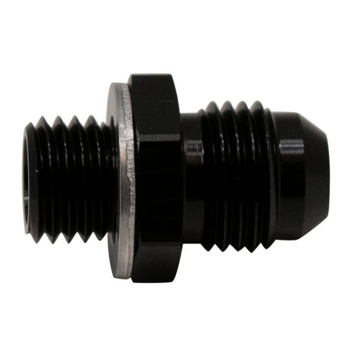 Deatschwerks 6AN Male Flare to M12 X 1.5 Male Metric Adapter (Incl Crush Washer), Anodized Matte Black