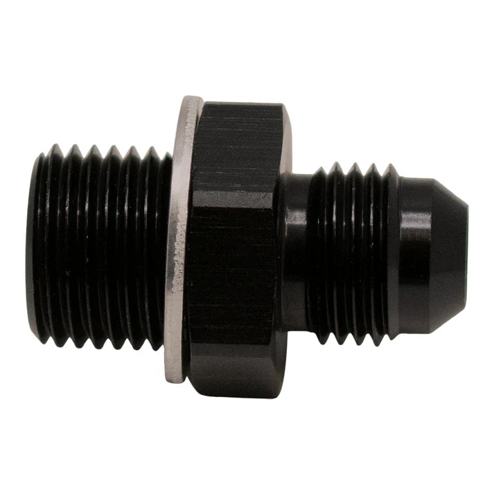 Deatschwerks 6AN Male Flare to M16 X 1.5 Male Metric Adapter (Incl Crush Washer), Anodized Matte Black
