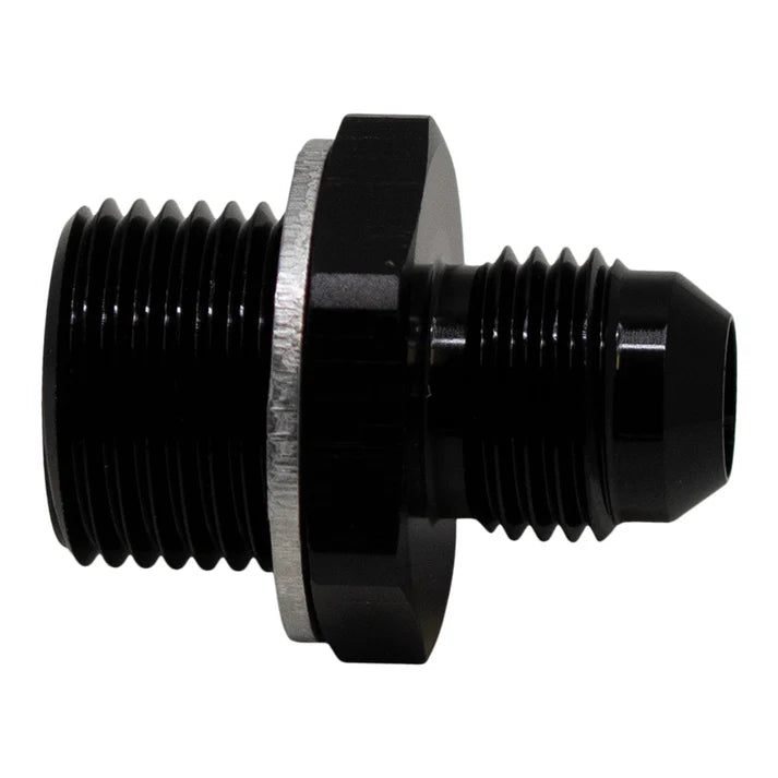 Deatschwerks 6AN Male Flare to M18 X 1.5 Male Metric Adapter (Incl Crush Washer), Anodized Matte Black