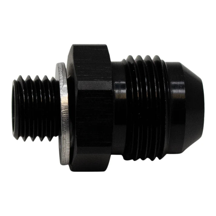 Deatschwerks 8AN Male Flare to M12 X 1.5 Male Metric Adapter (Incl Crush Washer), Anodized Matte Black