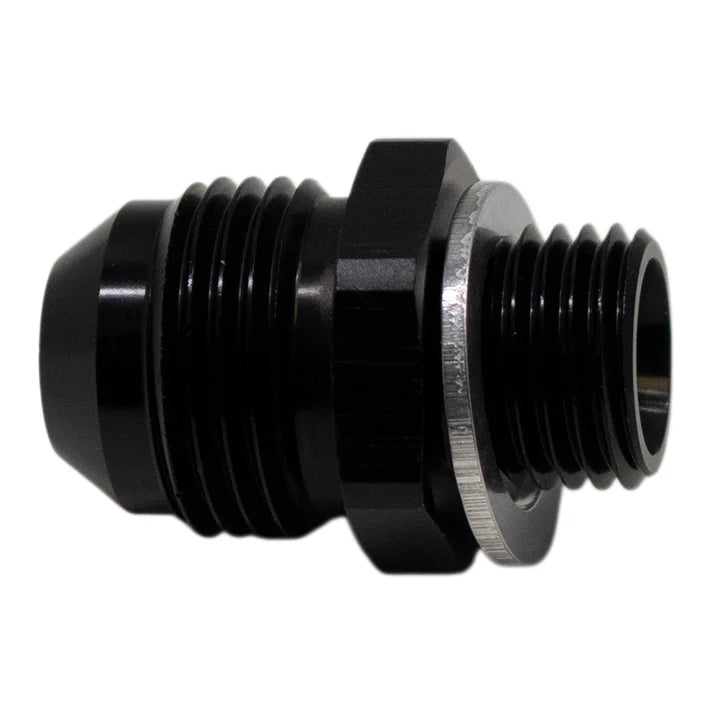 Deatschwerks 8AN Male Flare to M14 X 1.5 Male Metric Adapter (Incl Crush Washer), Anodized Matte Black
