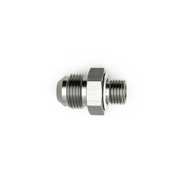 Deatschwerks 8AN Male Flare to M14 X 1.5 Male Metric Adapter (Incl Crush Washer), Anodized DW Titanium