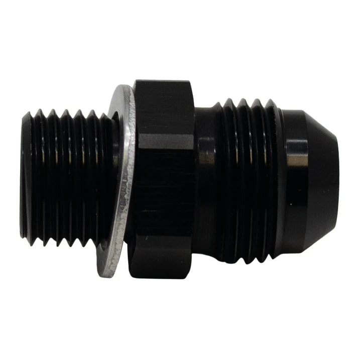 Deatschwerks 8AN Male Flare to M16 X 1.5 Male Metric Adapter (Incl Crush Washer), Anodized Matte Black