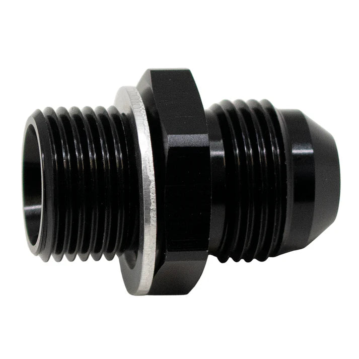 Deatschwerks 8AN Male Flare to M18 X 1.5 Male Metric Adapter (Incl Crush Washer), Anodized Matte Black