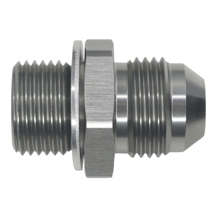 Deatschwerks 8AN Male Flare to M18 X 1.5 Male Metric Adapter (Incl Crush Washer), Anodized DW Titanium
