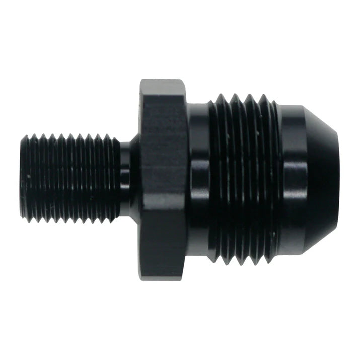 Deatschwerks 8AN Male Flare to M10 X 1.0 Male Metric, Anodized Matte Black