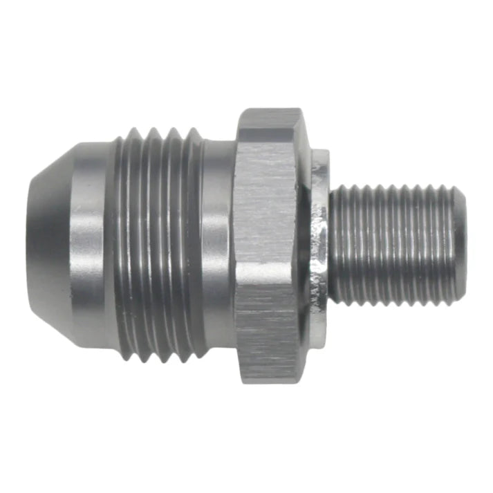Deatschwerks 8AN Male Flare to M10 X 1.0 Male Metric, Anodized Titanium