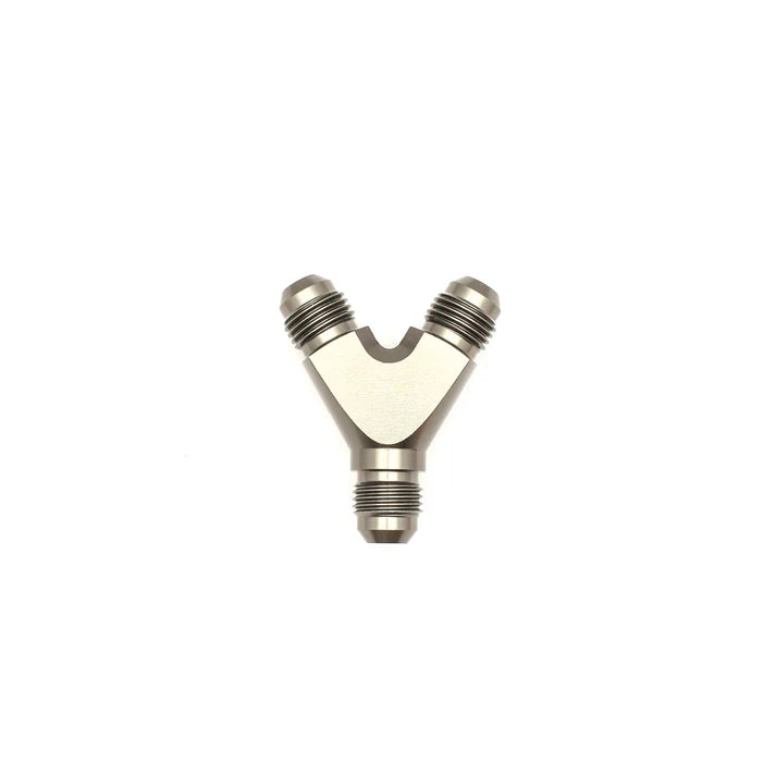 Deatschwerks 6AN Male Flare to 6AN Male Flare to 6AN Male Flare Y Block Fitting, Anodized DW Titanium