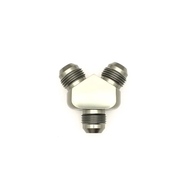 Deatschwerks 8AN Male Flare to 8AN Male Flare to 8AN Male Flare Y-Block Fitting, Anodized DW Titanium