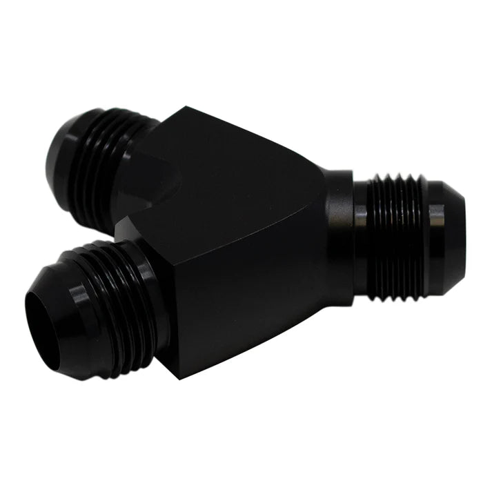 Deatschwerks 10AN Male Flare to 10AN Male Flare to 10AN Male Flare Y-Block Fitting, Anodized Matte Black