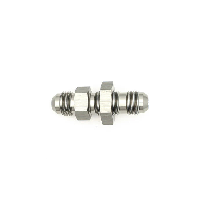 Deatschwerks 6AN Male Flare to 6AN Male Flare Bulkhead Adapter (Incl Nut), Anodized DW Titanium