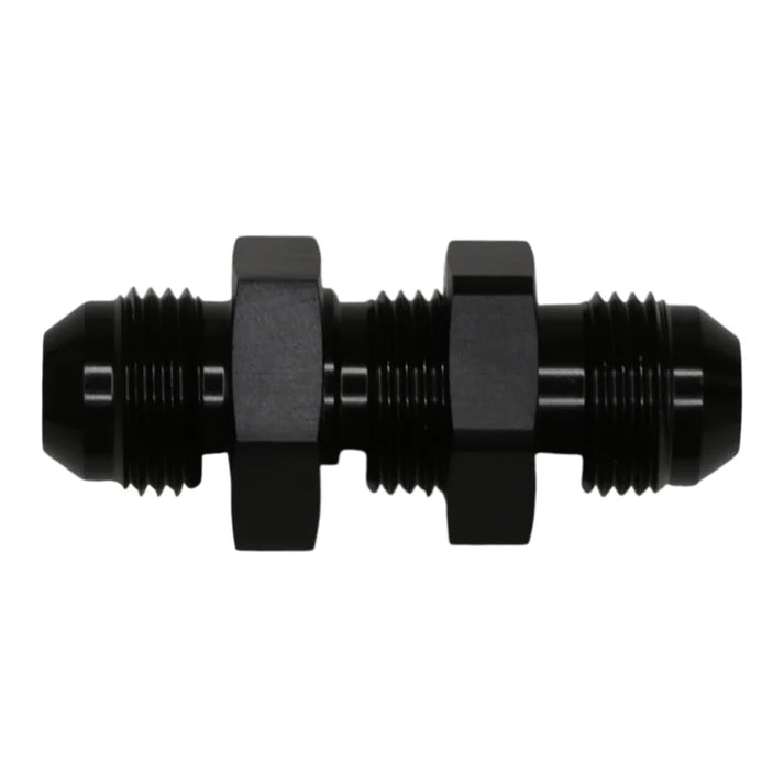 Deatschwerks 8AN Male Flare to 8AN Male Flare Bulkhead Adapter (Incl Nut), Anodized Matte Black