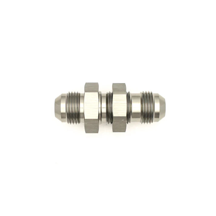 Deatschwerks 8AN Male Flare to 8AN Male Flare Bulkhead Adapter (Incl Nut), Anodized DW Titanium