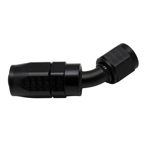 Deatschwerks 6AN Female Swivel 45-Degree Hose End CPE, Anodized Matte Black