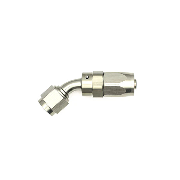 Deatschwerks 6AN Female Swivel 45-Degree Hose End CPE, Anodized DW Titanium
