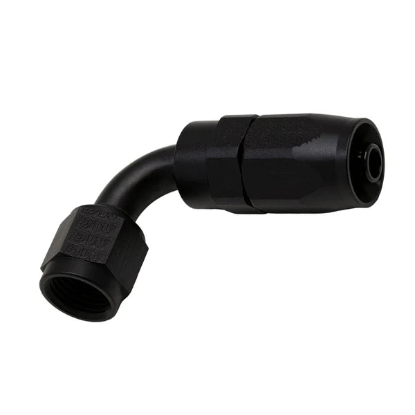 Deatschwerks 6AN Female Swivel 90-Degree Hose End CPE, Anodized Matte Black