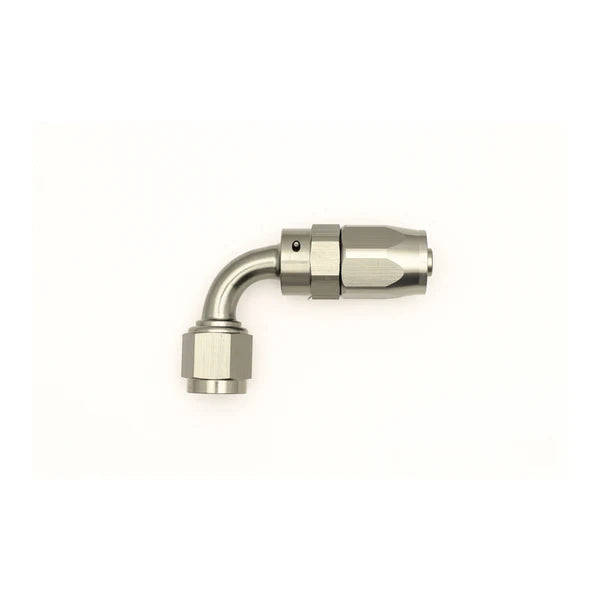 Deatschwerks 6AN Female Swivel 90-Degree Hose End CPE, Anodized DW Titanium