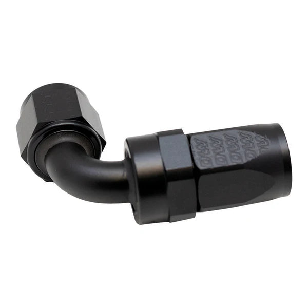 Deatschwerks 8AN Female Swivel 90-Degree Hose End CPE, Anodized Matte Black