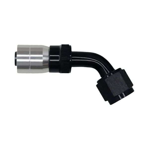 Deatschwerks 8 AN Female Flare Swivel 60-Degree Hose End CPE, Anodized Matte Black