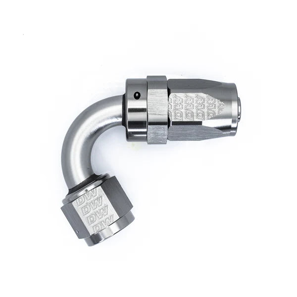 Deatschwerks 8 AN Female Flare Swivel 120-Degree Hose End CPE, Anodized DW Titanium