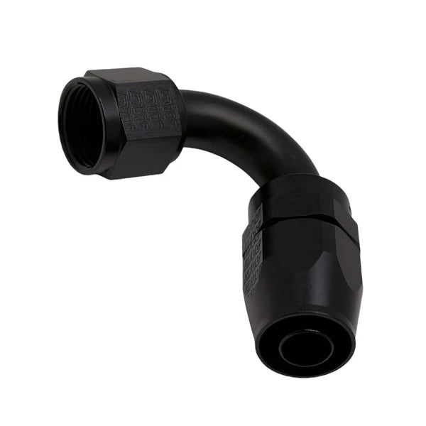 Deatschwerks 10AN Female Flare Swivel 120-Degree Hose End CPE, Anodized Matte Black