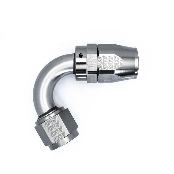 Deatschwerks 10AN Female Flare Swivel 120-Degree Hose End CPE, Anodized DW Titanium