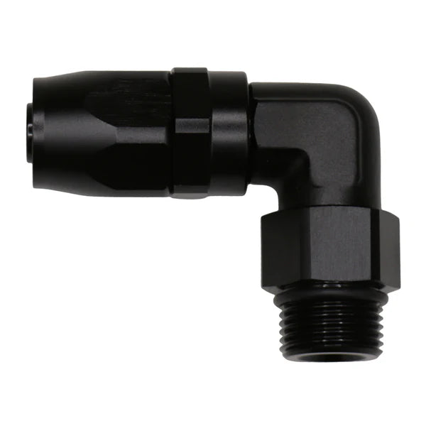 Deatschwerks 10AN ORB Female Swivel 90-Degree Hose End CPE, Anodized Matte Black