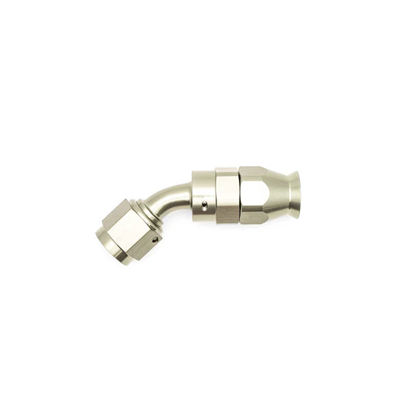 Deatschwerks 6AN Female Swivel 45-Degree Hose End PTFE (Incl 1 Olive Insert), Anodized DW Titanium
