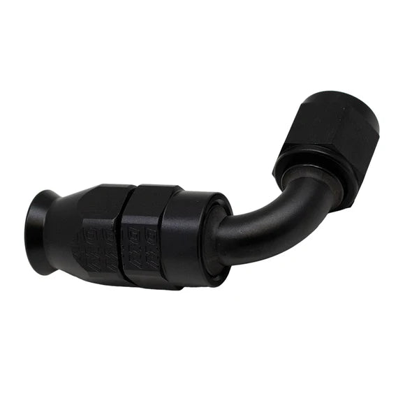Deatschwerks 6AN Female Swivel 90-Degree Hose End PTFE (Incl 1 Olive Insert), Anodized Matte Black